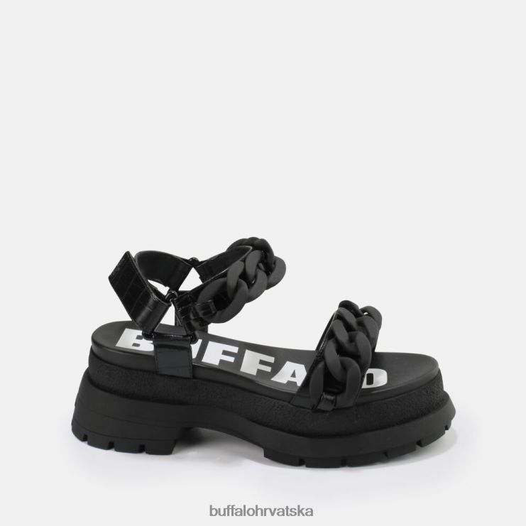 crno Buffalo rude lančana sandala s platformom veganska |sandale TDD6T28